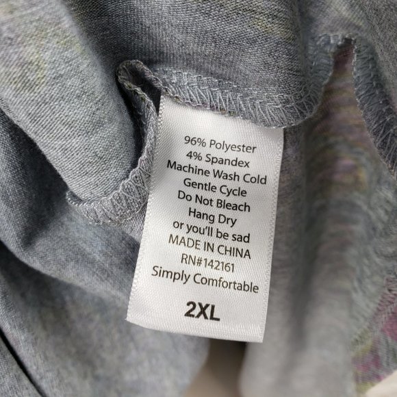 NWT LuLaRoe Size 2XL Heather Gray Pink Floral Nicole Fit & Flare Dress Stretch - Picture 10 of 11